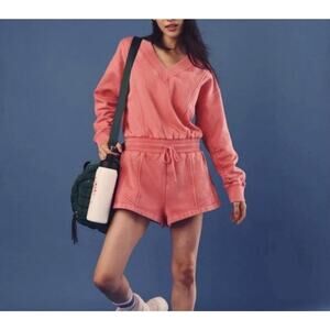 NWT Free People FP Movement Intercept Romper Hibiscus Pink Size Large Comfy